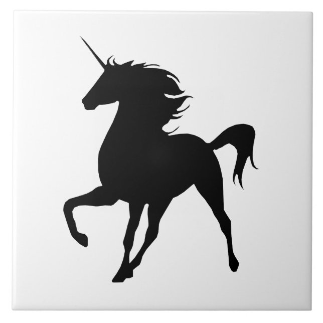 Black Unicorn Silhouette Tile Kakelplatta (Framsidan)