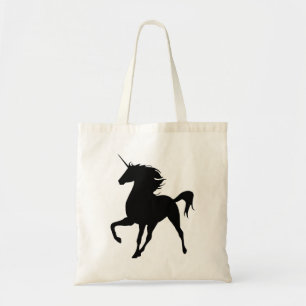 Black Unicorn Silhouette Tote Bag Tygkasse