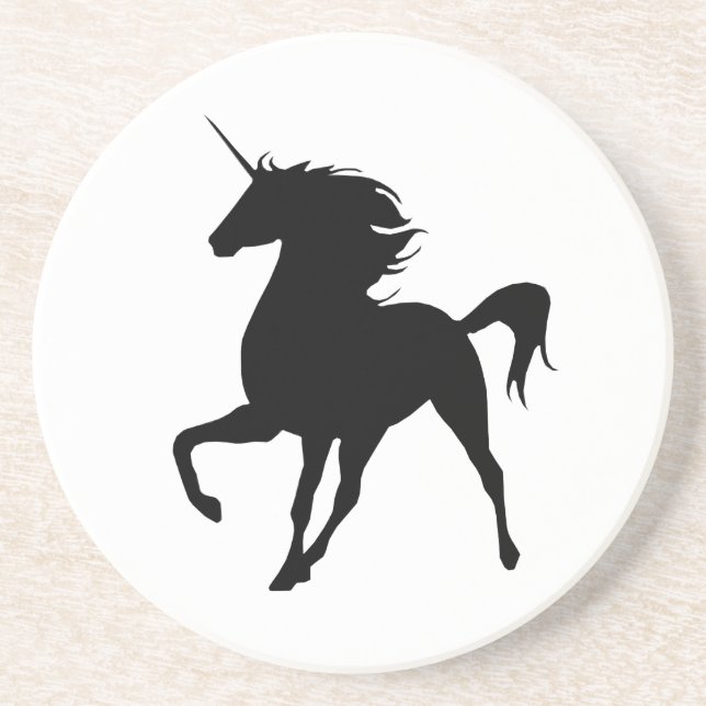 Black Unicorn Silhouette Underlägg Sandsten (Framsidan)