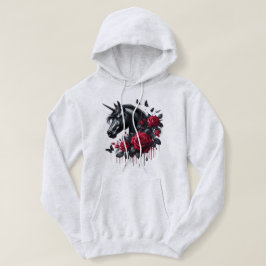 Black Unicorn Surrozed av Vibrant Röd ros T Shirt