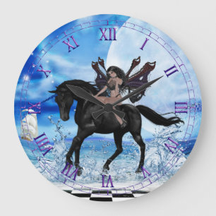 Black Unicorn Wall Clock Stor Klocka