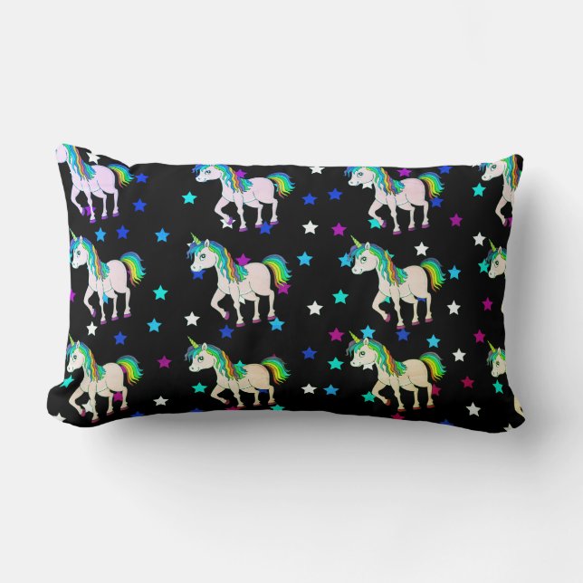 Black Unicorns och Star Print Lumbar Pillow Lumbarkudde (Framsida)