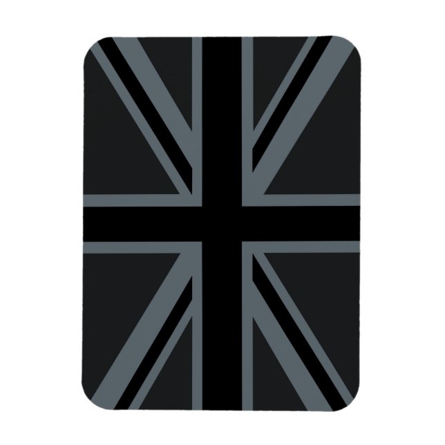 Black Union Jack British Flagga Decor Magnet (Vertikal)