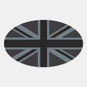 Black Union Jack British Flagga Decor Ovalt Klistermärke