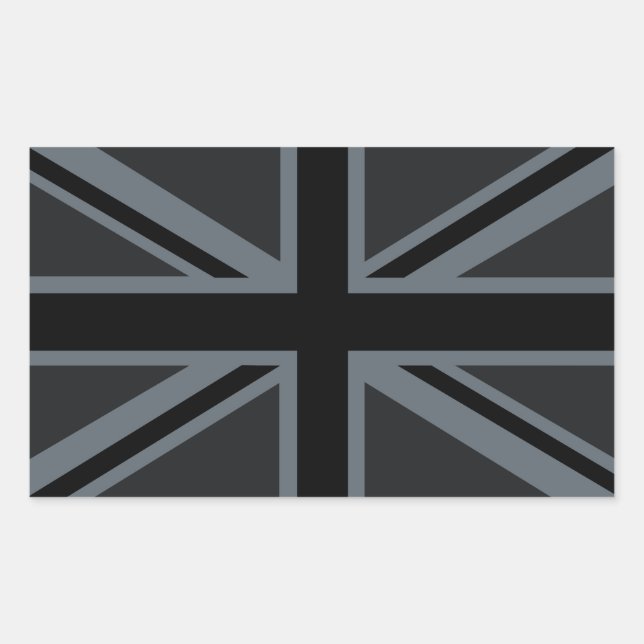 Black Union Jack British Flagga Decor Rektangulärt Klistermärke (Framsida)