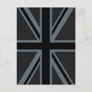 Black Union Jack British Flagga Decor Vykort