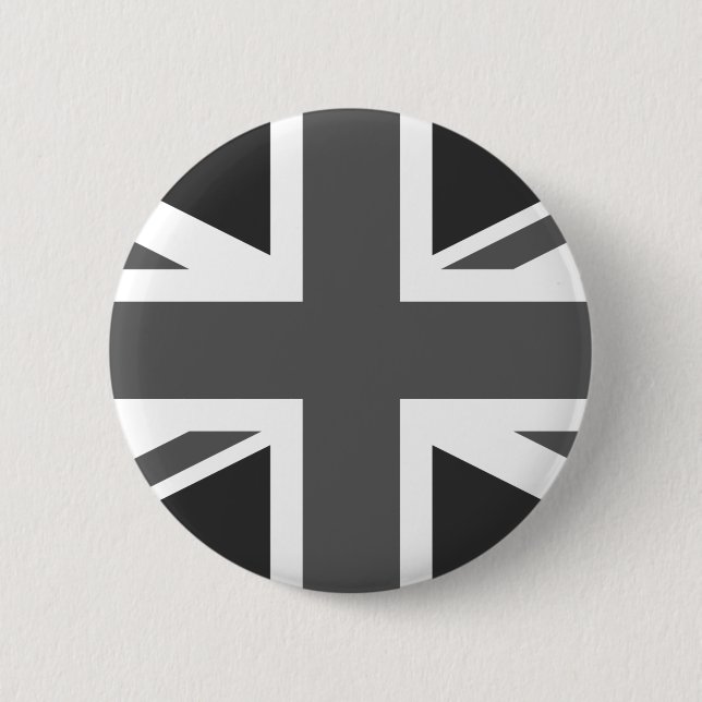Black Union Jack British Flagga Pin Button  Knapp (Framsida)