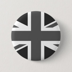 Black Union Jack British Flagga Pin Button  Knapp