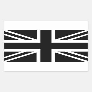 Black Union Jack British (UK) Land Flagga Rektangulärt Klistermärke