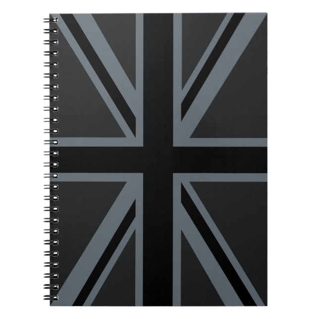 Black Union Jack Flagga Design Anteckningsbok Med Spiral (Framsidan)
