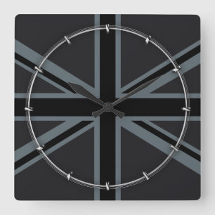 Black Union Jack Flagga Design Decor Fyrkantig Klocka