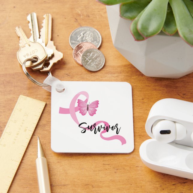 Bläck upp menyflikskedjan för bröstcancer nyckelring (Skrivbord)