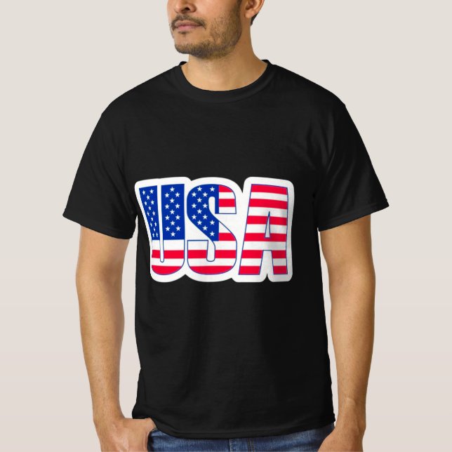 Black USA flagga-Thned T-Shirt (Framsida)