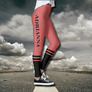 Black Vågrät Rand NAMN Rusty Orange Leggings
