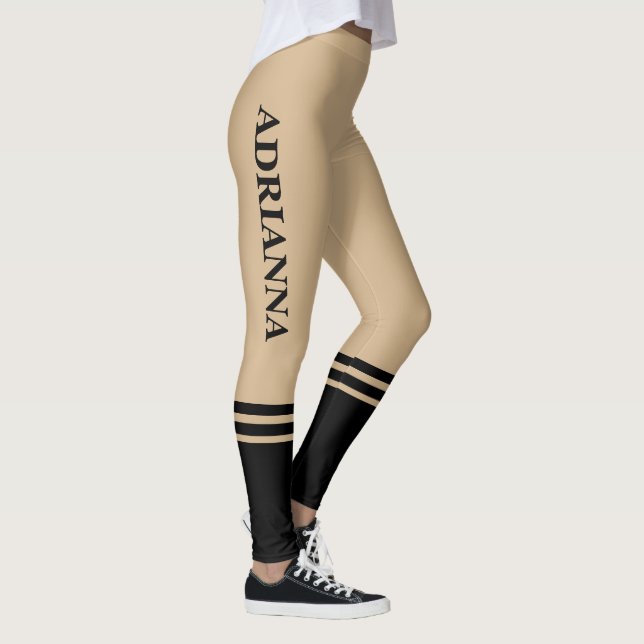 Black Vågrät Rand | NAMN | Tan Leggings (Höger)