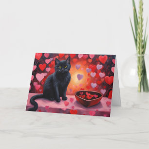 Black Valentine Day Cat Helgkort