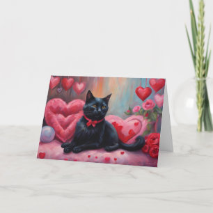 Black Valentine Day Cat Helgkort