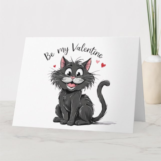 Black Valentine Day Cat Kort (Framsida)