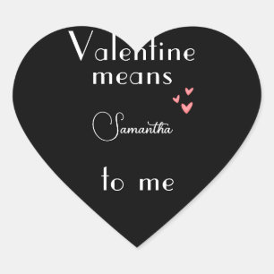 Black Valentine Day Customized Name Stickers Hjärtformat Klistermärke