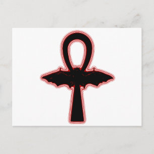 Black Vampire Fladdermus Red Egyptian Goth Ankh Vykort