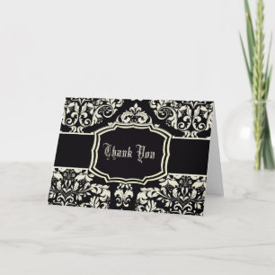 Black & Vanilla Cream Damask Tack Kort