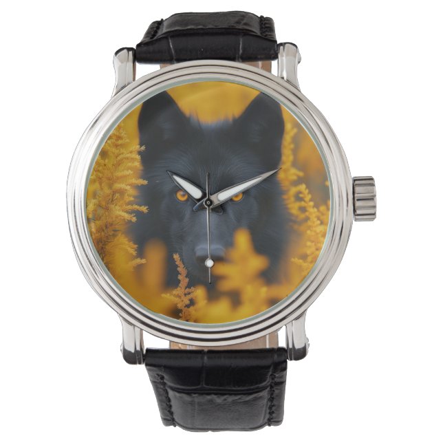 Black Varg Hund German Shepherd Armbandsur (Framsida)