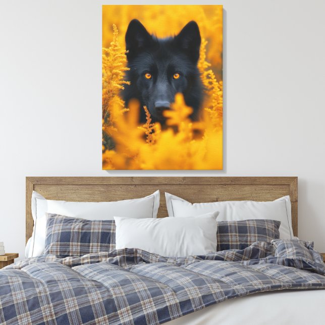 Black Varg Hund German Shepherd Canvastryck (Insitu (sovrum))