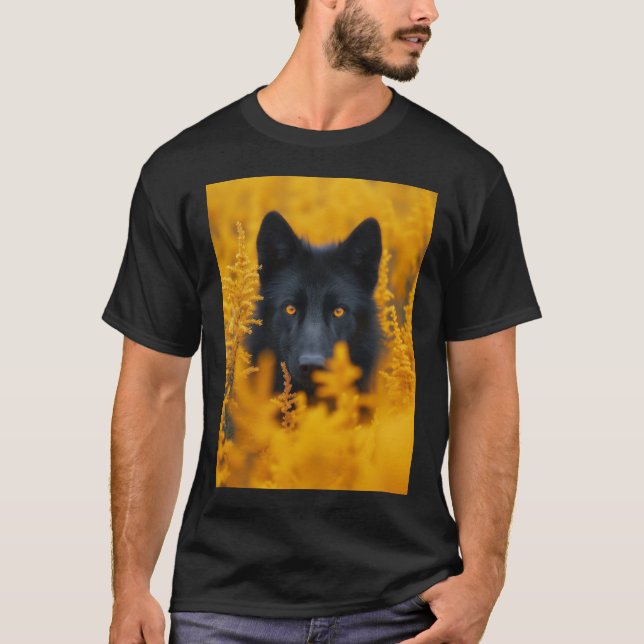 Black Varg Hund German Shepherd T Shirt (Framsida)
