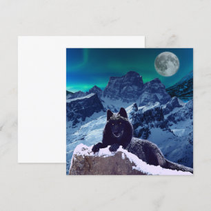 Black Varg Måne   Gothic Flat Card