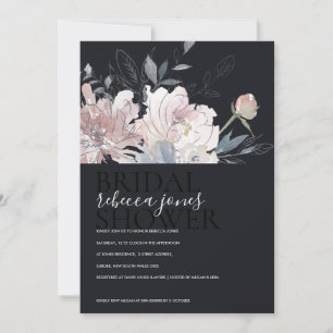 BLACK VATTENFÄRG BLOMMIGT MÖHIPPA INBJUDAN