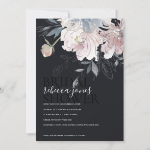 BLACK VATTENFÄRG BLOMMIGT MÖHIPPA INBJUDAN