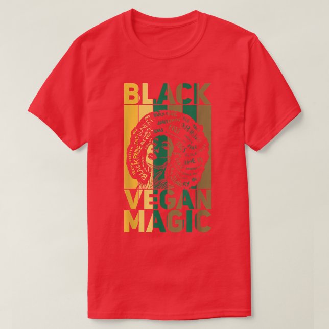 Black Vegan Magic Vegetarian Afro Pride Black Hist T Shirt (Design framsida)