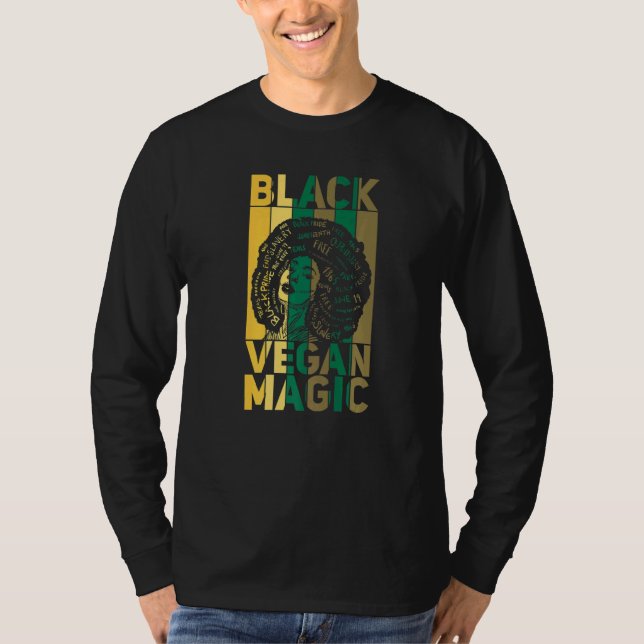 Black Vegan Magic Vegetarian Afro Pride Black Hist T Shirt (Framsida)