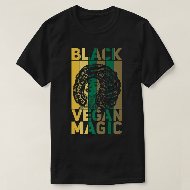Black Vegan Magic Vegetarian Afro Pride Black Hist T Shirt (Design framsida)