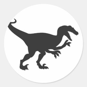 Black velociraptor dinosaur - Välj tillbaka färg Runt Klistermärke