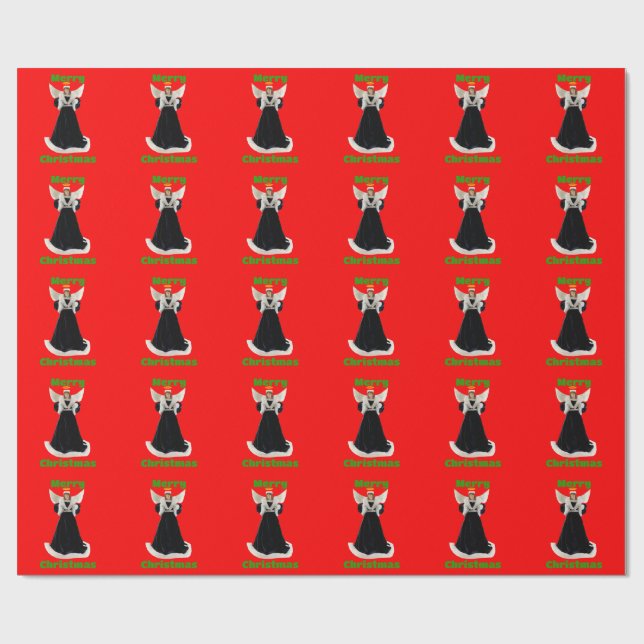 Black Velvet Angel Red Wrapping Papper Presentpapper (Platt)