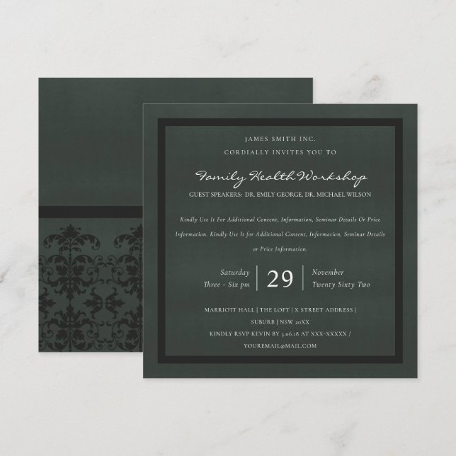 BLACK VELVET BLACK DAMASK CLASSIC WORKSHOP EVENT INBJUDNINGAR (Fram/baksida)