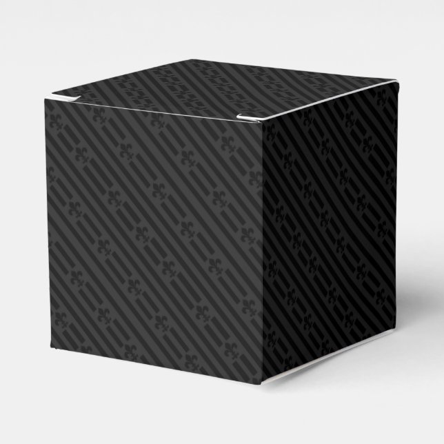 Black Velvet Fleur de Lis Favor Box Presentaskar (Framsidan Sidan)