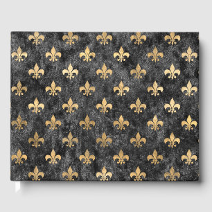 Black Velvet Fleur De Lis Mardi Gras Orleans Gästböcker