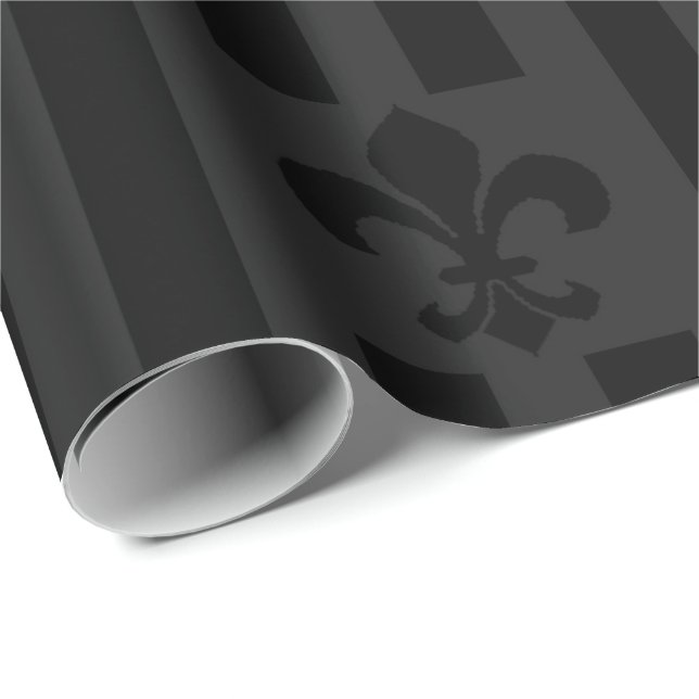 Black Velvet Fleur de Lis Wrapping Papper Presentpapper (Rullad Hörn)
