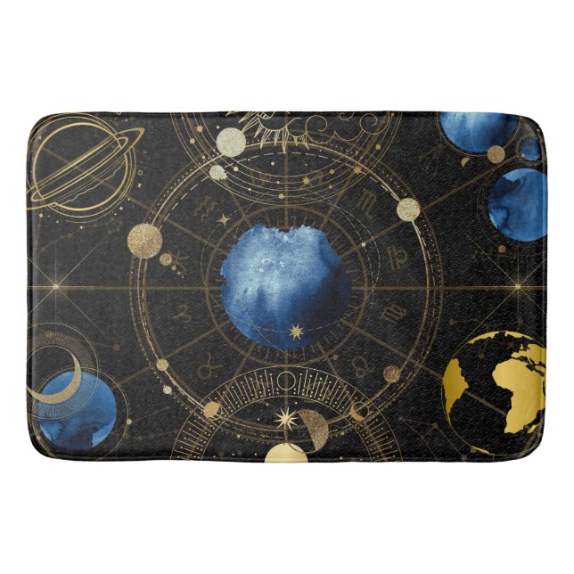 Black Velvet Guld Celestial Astrology Badrumsmatta (Framsidan)