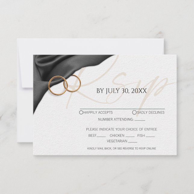 Black Velvet with Wedding Rings Response Card OSA Kort (Framsida)