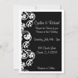 Black Victorian Wedding-kort Inbjudningar