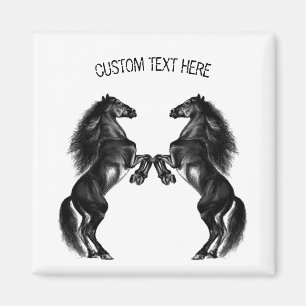 Black Vild Horse Magnet med Anpassningsbar Text