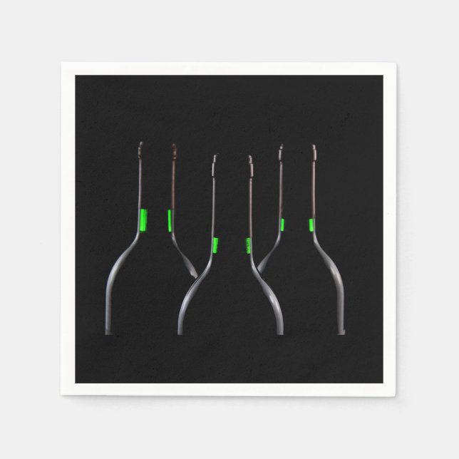 Black Vin Flaska Standard Cocktail Pappersservett (Framsidan)