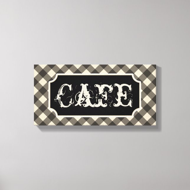 Black Vintage Cafe Sign Wall Art Canvas (Framsida)