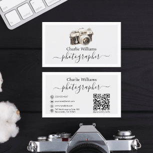 Black Vintage Camera Art, fotograf Visitkort