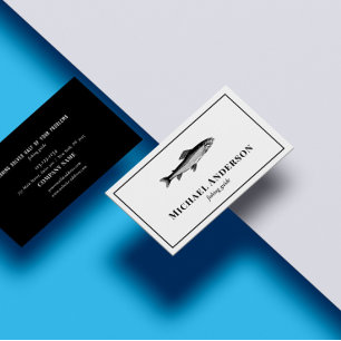 Black Vintage Fishing Guide Professionell Fisherma Visitkort