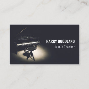 Black vintage grand piano visitkort