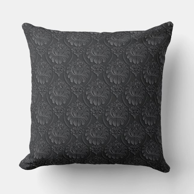 Black Vintage Mönster Kudde (Framsida)